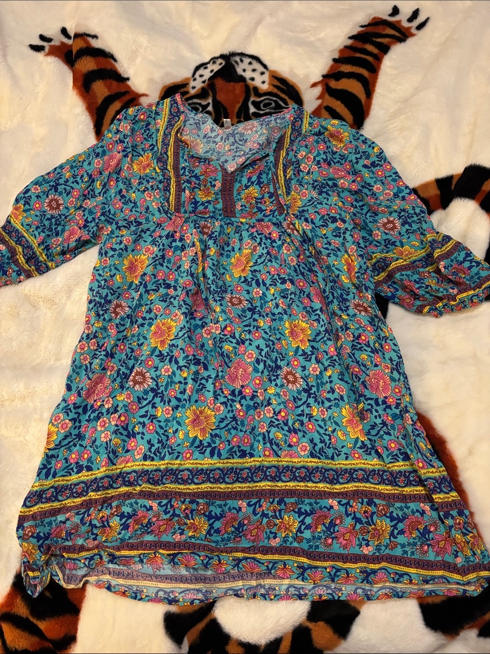 Women’s Teal Floral Boho Dress